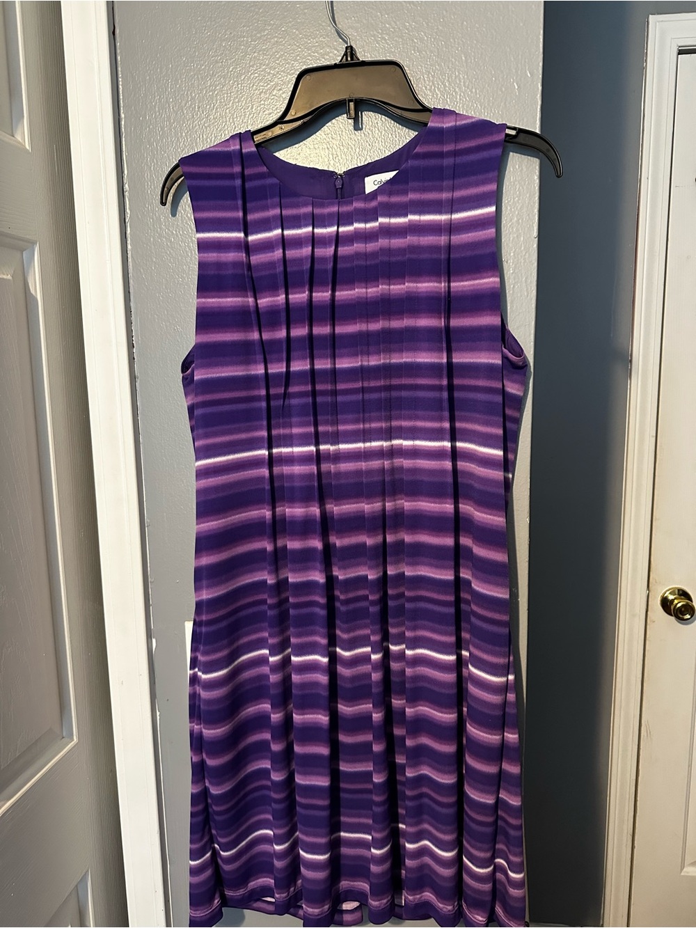 Calvin Klein Purple Striped Sleeveless Dress